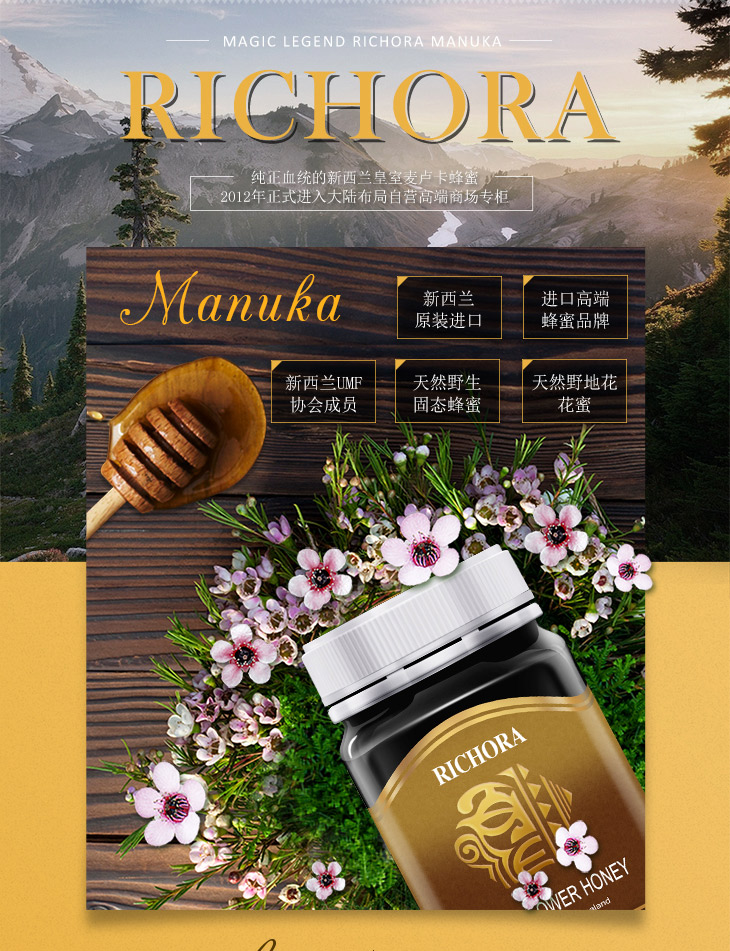 新西兰进口瑞琪奥兰野地花蜂蜜 500g